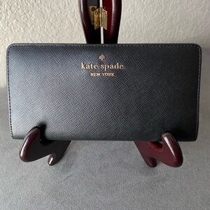 Kate Spade Black Madison Saffiano Leather Bifold Wallet NWT
